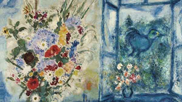 Cuadro de Chagall florero delante de la ventana